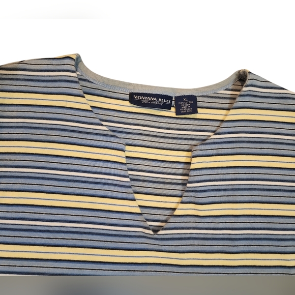 Vintage Montana Blue Jeans Company Womens XL Striped Sleeveless V-Neck - Picture 5 of 11
